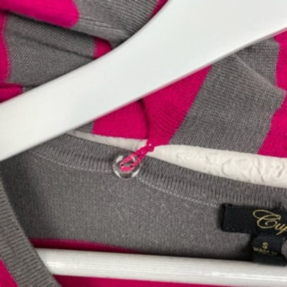 Cupio Womens S Pink Gray Striped Sweater Removable Scarf Set Long Sleeve - Picture 4 of 8